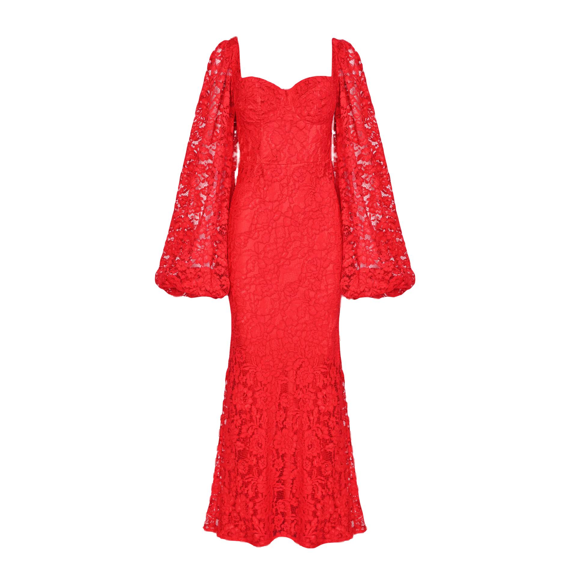 Red lace dress with sleeves - Rosette von Lily Was Here