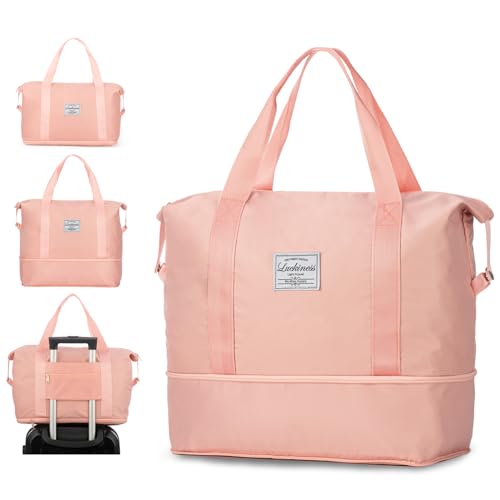 Lilyabeille Reisetasche, Wochenendtasche, 10 cm, verstellbare Höhe, Übernachtungstasche für Damen, kurze Reise, Gepäck-Tragetasche mit Tasche zum Aufhängen von Koffern, Turnbeutel (Rosa), Pink, von LilyAbeille