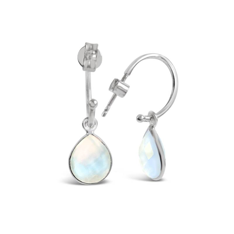 Echte Mondstein Ohrringe, Sterling Silber Creolen, Echte Juni Birthstone Ohrringe von LilyBlancheJewellery