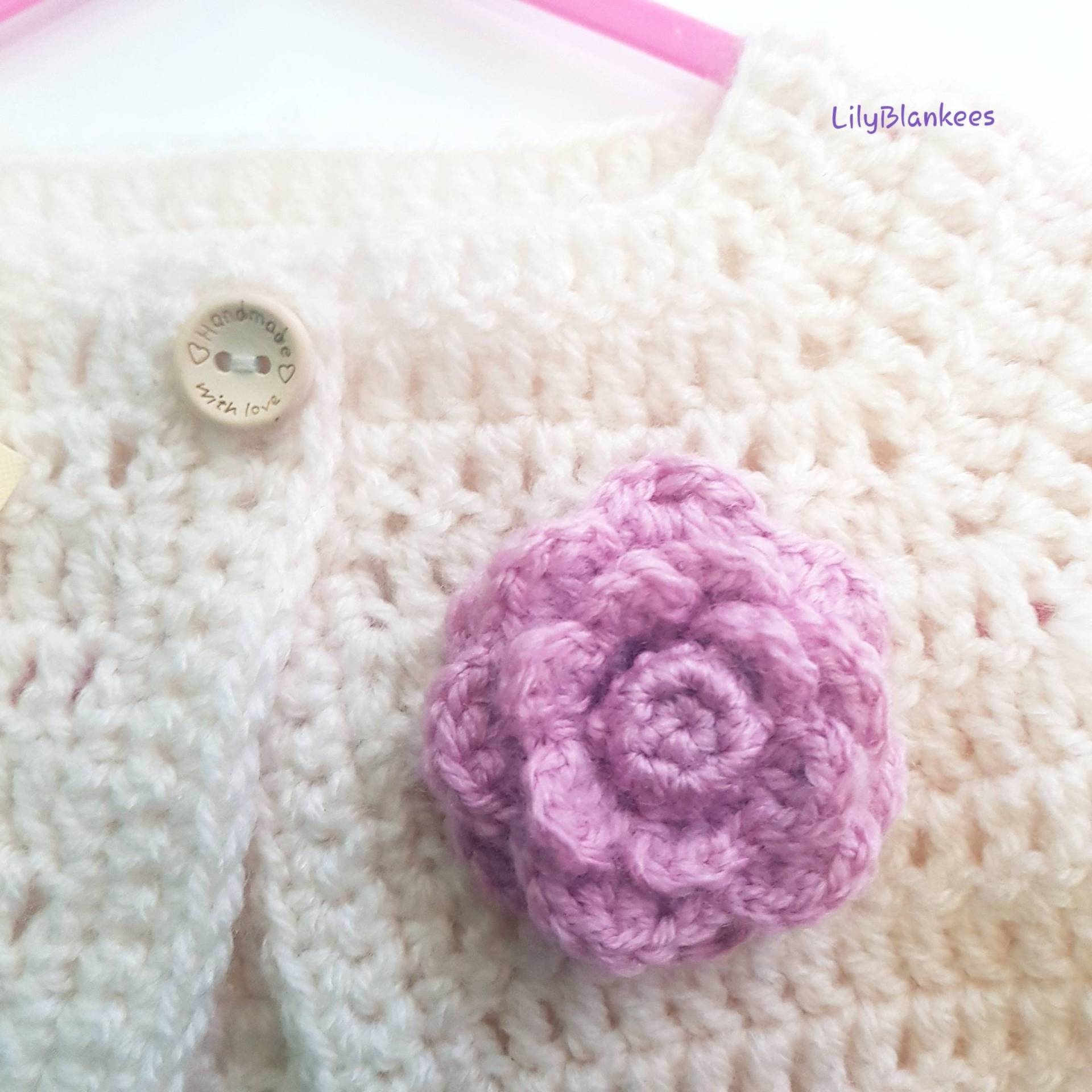 Gehäkelte Strickjacke, Handgemachte Mädchenjacke 0-3 M von LilyBlankees