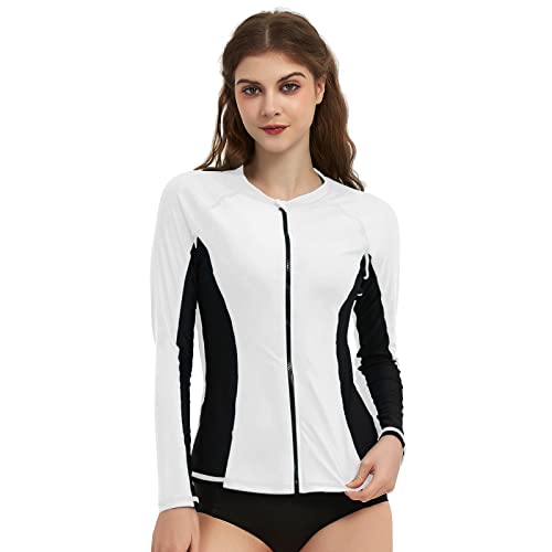 LilyCat Rashguard für Damen, LSF 50+, langärmelig, Reißverschluss vorne, UV-Sonnenschutz, Schwimmshirt für Damen, Bademode, Weiß, Schwarz, S LilyCat Rashguard für Damen, LSF 50+, langärmelig, Reißverschluss vorne, UV-Sonnenschutz, Schwimmshirt für Damen, Bademode, Weiß, Schwarz, S von LilyCat