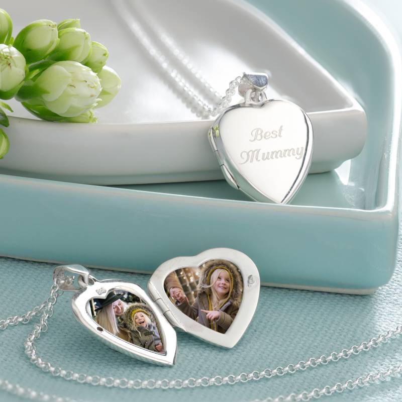 Gravierte Sterling Silber Herz Locket Halskette - Personalisierte Andenken von LilyCharmed