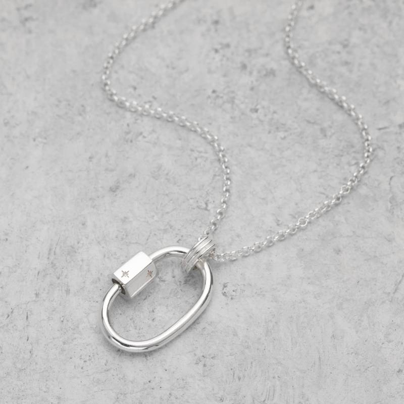 sterling Silber Oval Karabiner Anhänger Halskette Charmträger von LilyCharmed