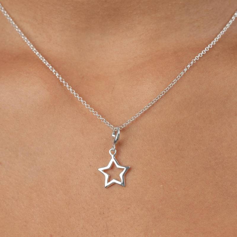 Sterling Silber Offene Stern Anhänger Halskette, Recycled von LilyCharmed