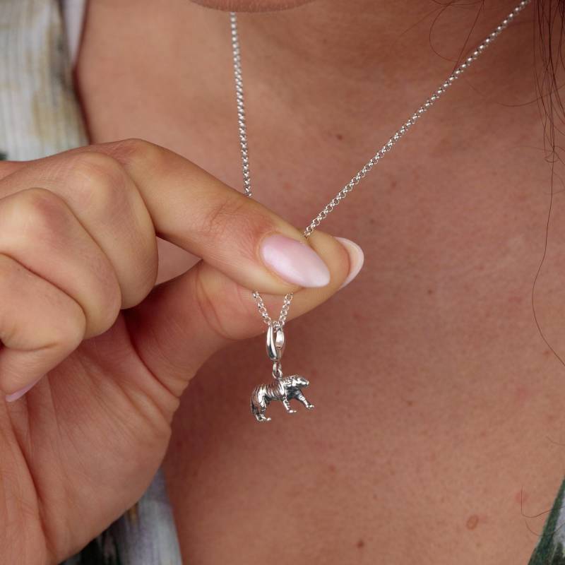 Sterling Silber Tiger Anhänger Oxidierte Streifen Detaillierung von LilyCharmed