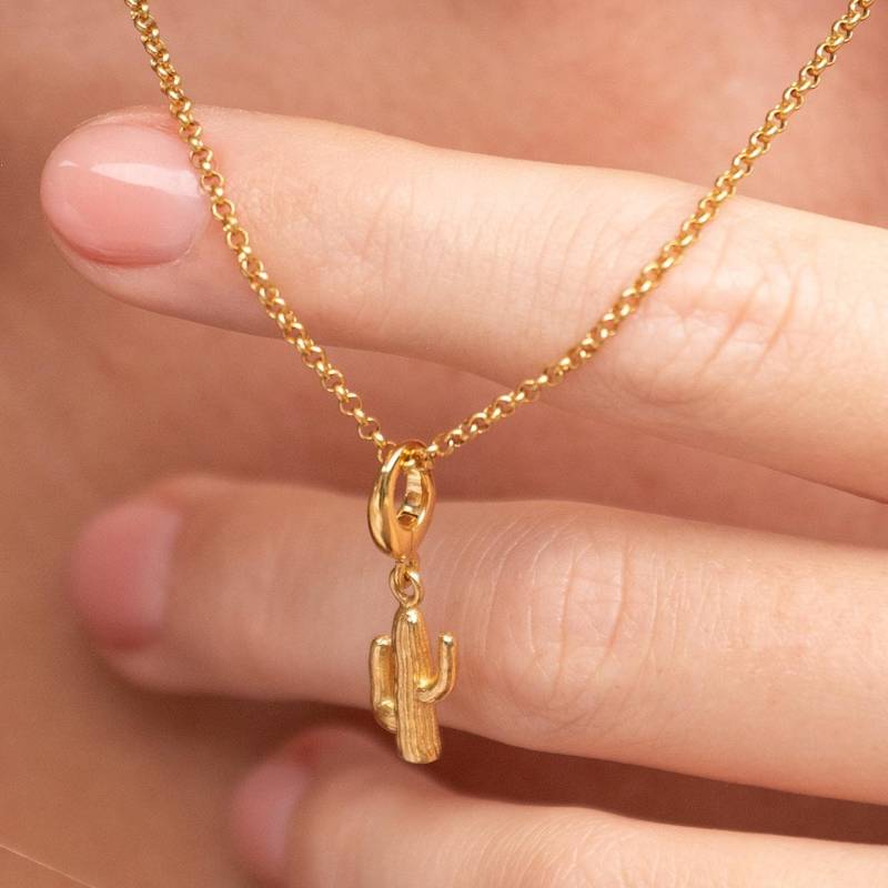 Vergoldete Sterlingsilber Kaktus Anhänger Halskette Western Boho Schmuck von LilyCharmed