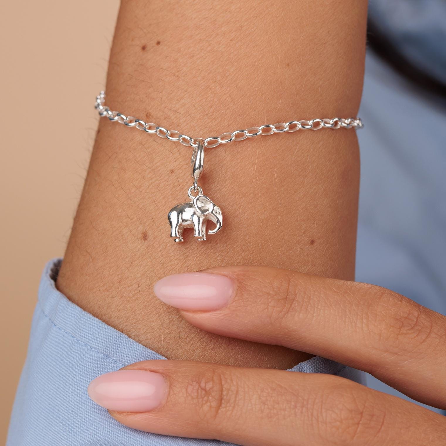 sterling Silber Elefant Bettelarmband - 20 cm Armbandlänge | 8 " von LilyCharmed
