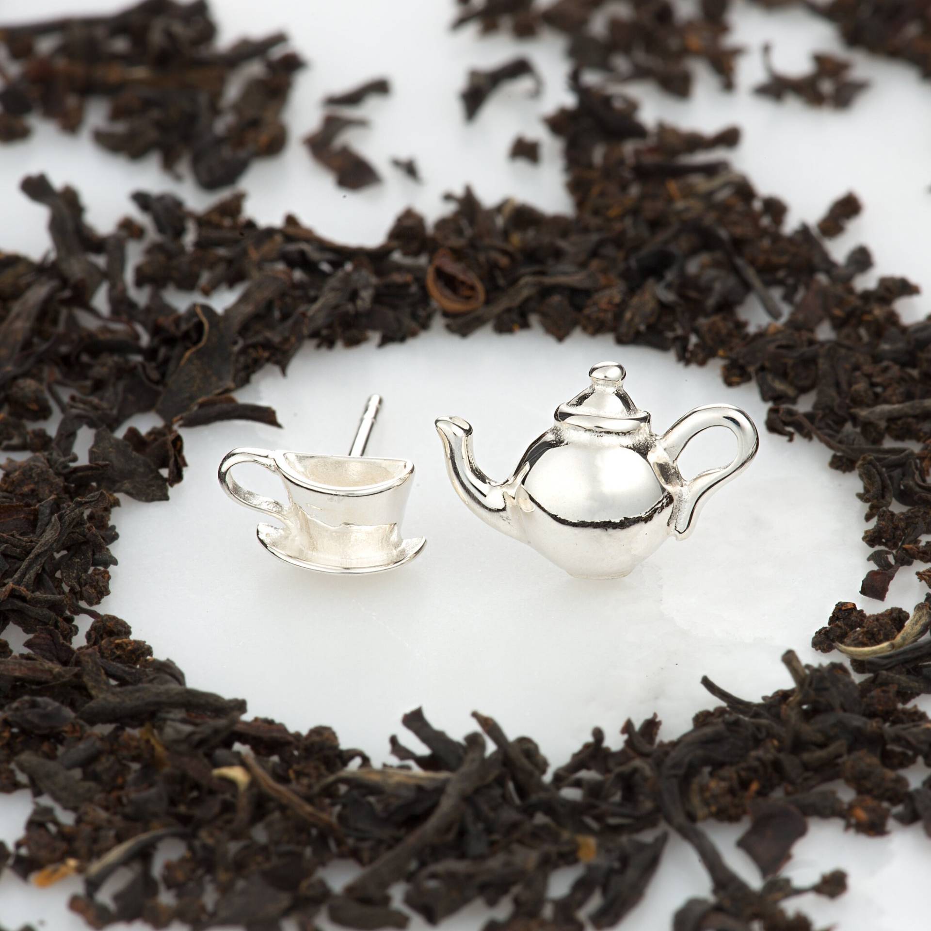 sterling Silber Teetasse Teekanne Ohrstecker Mismatched Ohrring Design sterling Silber Teetasse Teekanne Ohrstecker Mismatched Ohrring Design von LilyCharmed