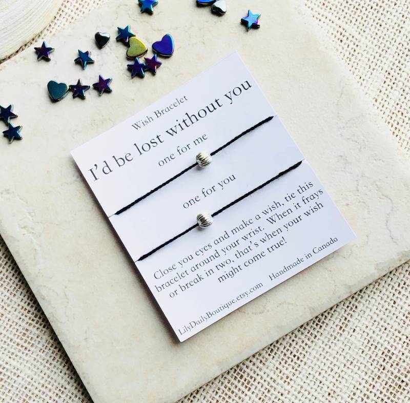 I'd Be Lost Without You Wish Armband Schnur Set, Beste Freundin Für 2, Mama Und Tochter Armbänder, Freund Geschenk Fern von LilyDailyBoutique