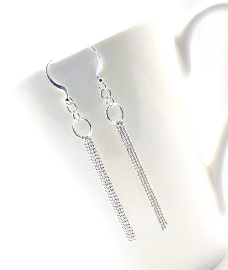 Minimalist Schmuck Silber Quasten Ohrringe Für Frauen, Fransen Silber Quaste, Süße 16 Geschenke Tochter, Bestseller von LilyDailyBoutique