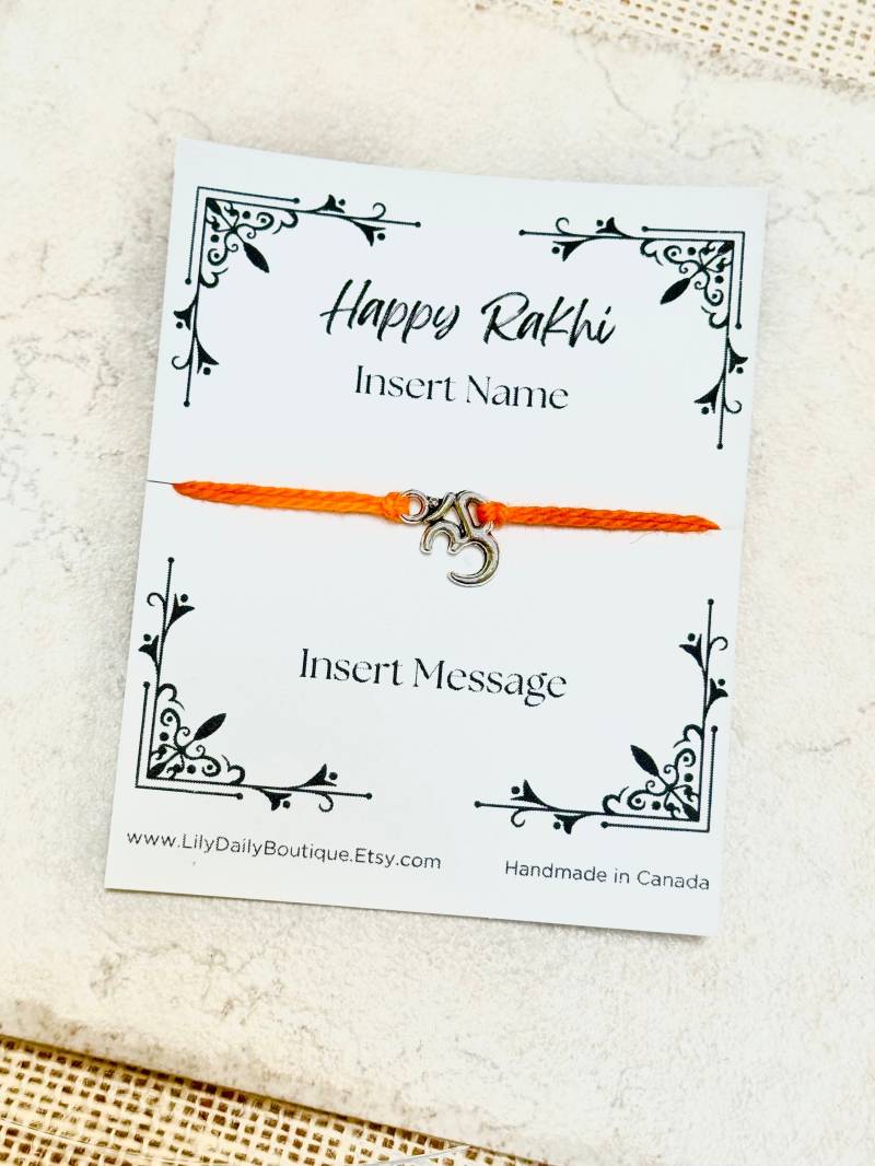 Raksha Bandhan Karte, Personalisierte Rakhi Für Bruder, Armband, Kinder, String Om Rotes Armband von LilyDailyBoutique