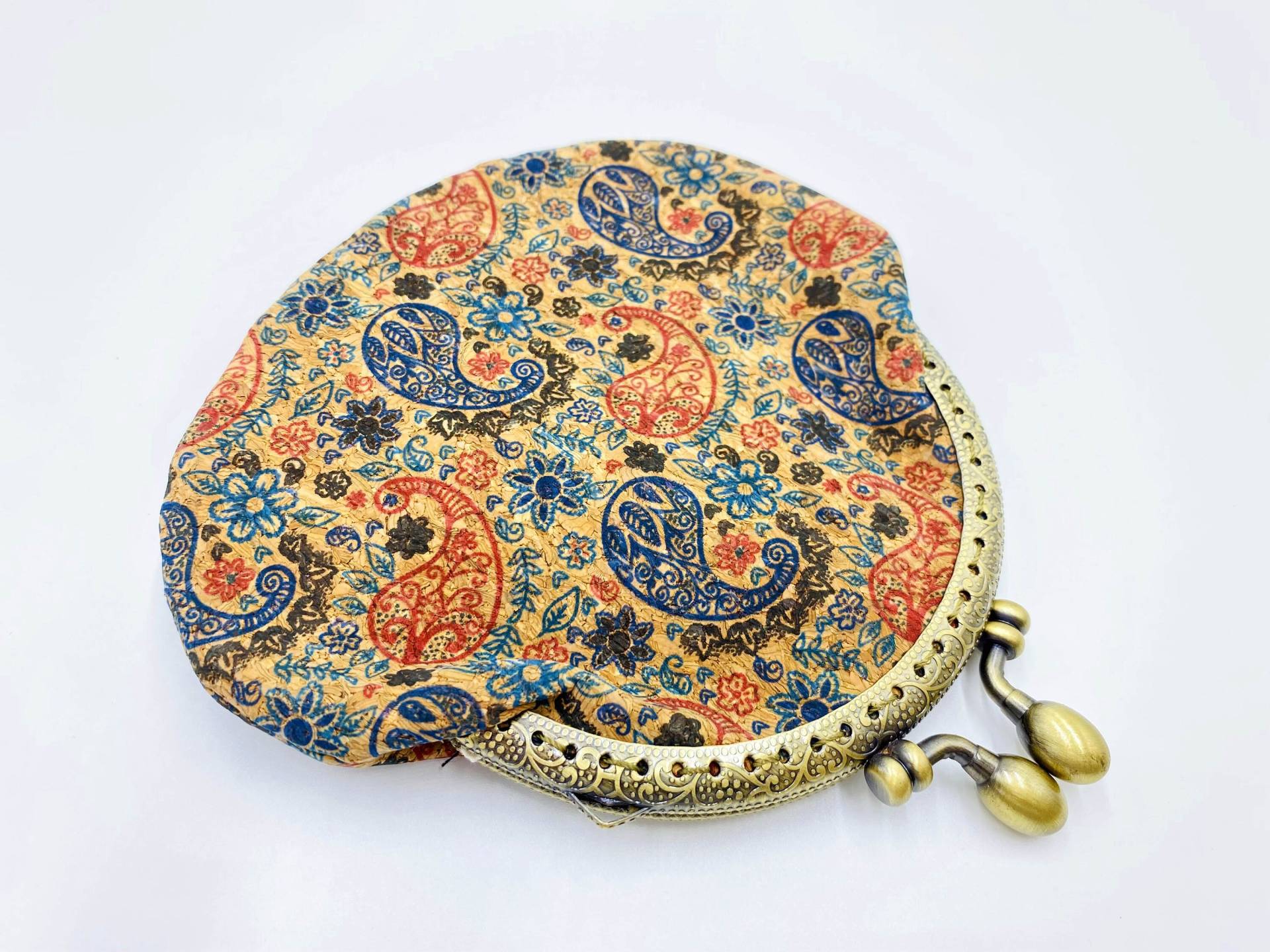 Kork Geldbörse, Kork Clutch Geldbörse Mit Paisley Muster, Runde Korktasche, Verschluss Geldbeutel, Münztasche, Münzetui, Münz - Und von LilyFashionStudio