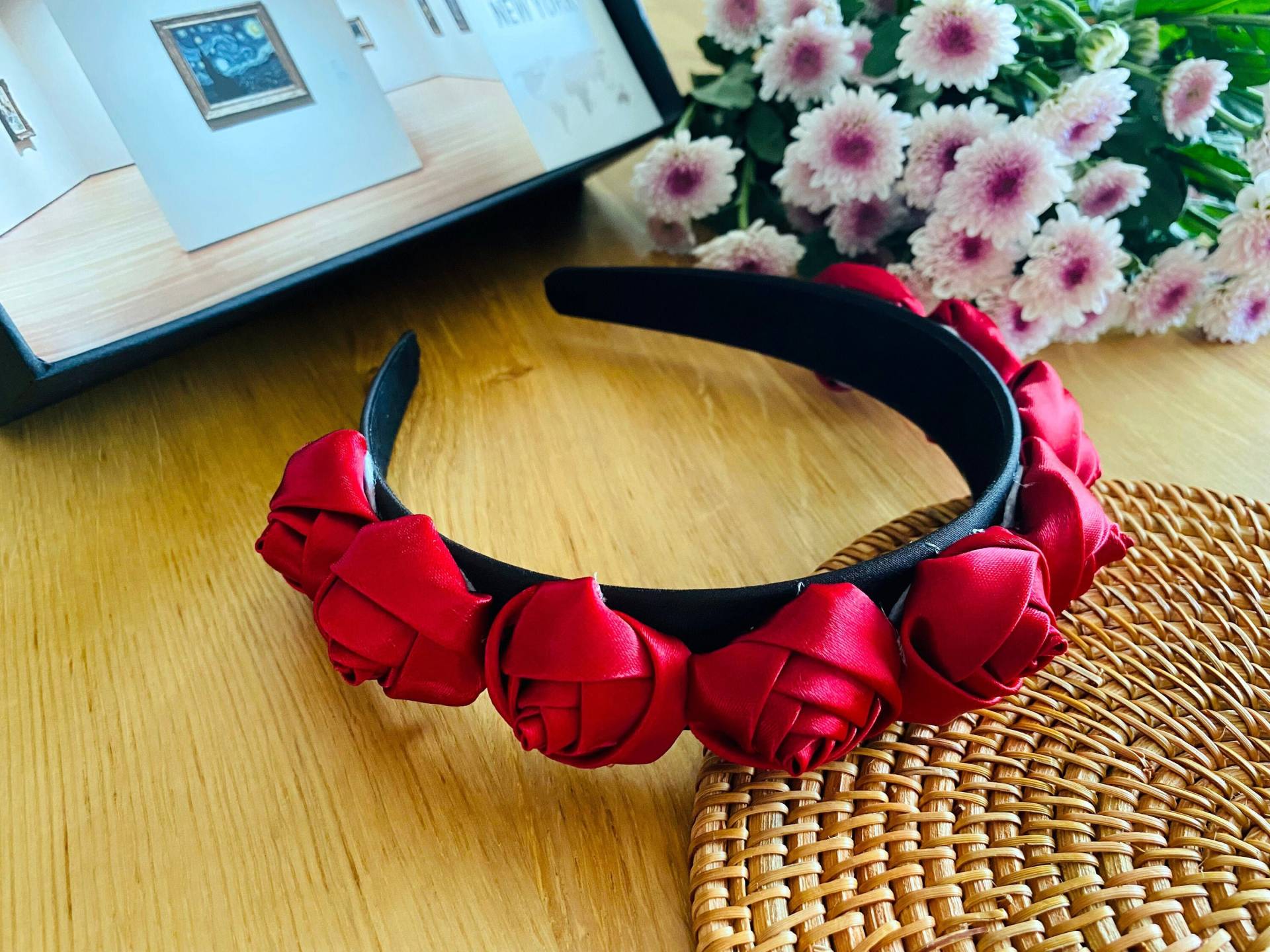 Rote Rose Stirnband, Blumen Stirnband, Hochzeit Stirnband, Braut Stirnband, Einzigartiges Geschenk Für Sie, Party Stirnband, Stirnband Mädchen von LilyFashionStudio