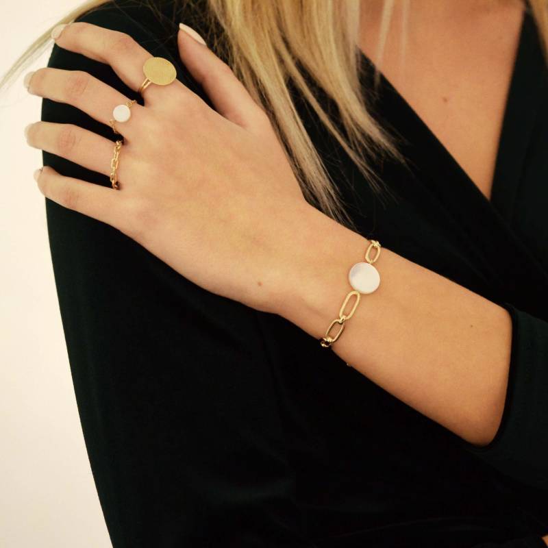 Armband Doré À L'or 24 Karat Et Perlmutt Blanches/Sammlung Alba Gm von LilyGardenCreation