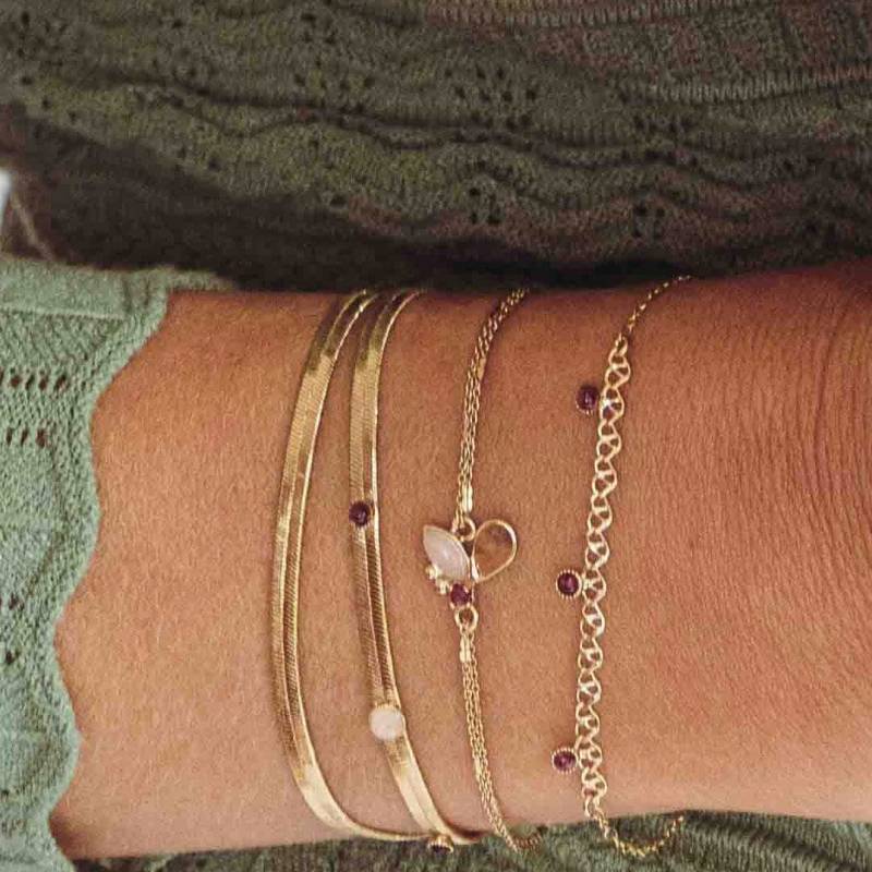 Armband Kette Mit Goldflosse 24 Karat Und Halbperlen/Collection Mirage von LilyGardenCreation