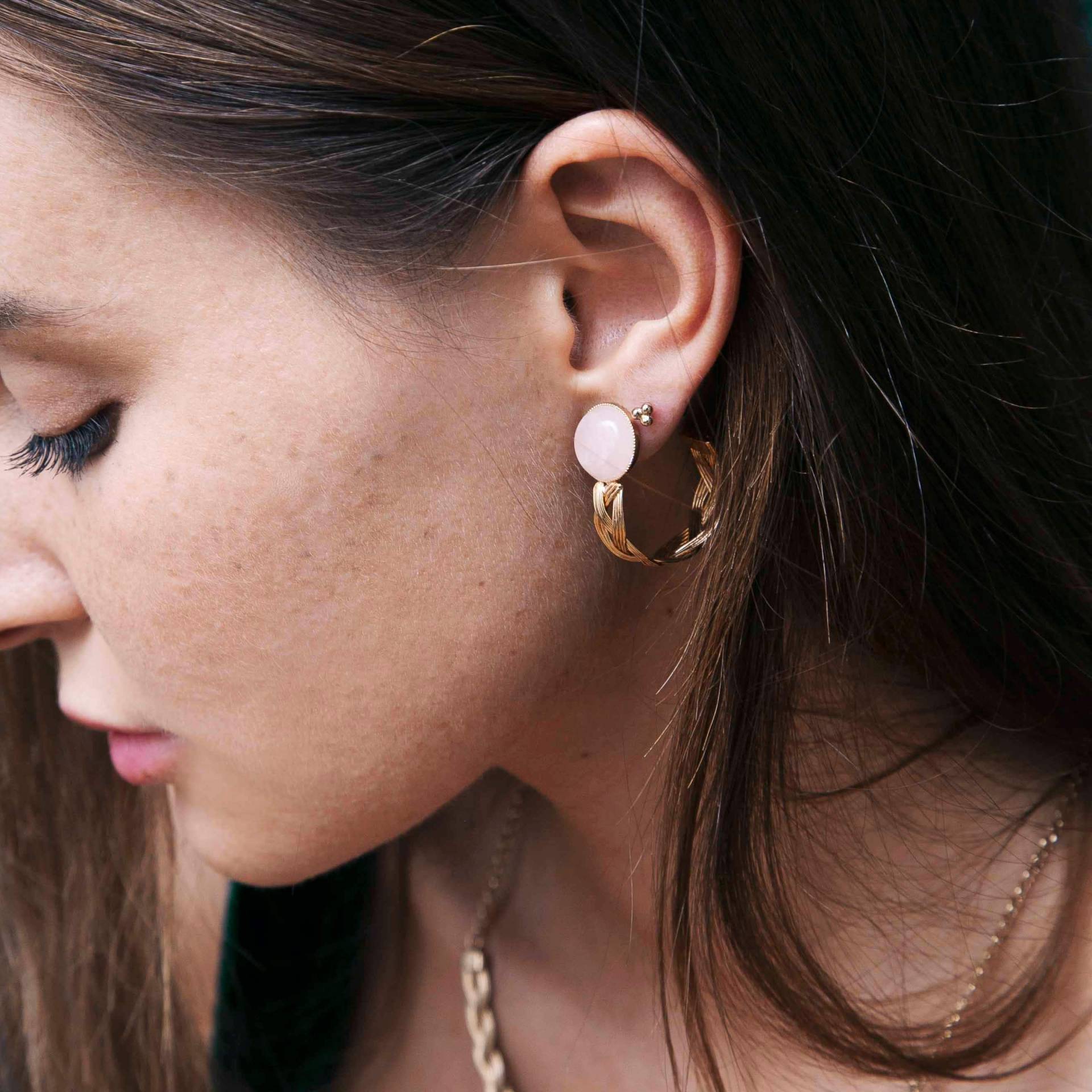 Boucles D'oreilles Tressées, Dorées À L'or Flosse 24 Karat Und Pierres Semi-Précieuses/Sammlung Tresse Boucles D'oreilles Tressées, Dorées À L'or Flosse 24 Karat Und Pierres Semi-Précieuses/Sammlung Tresse von LilyGardenCreation
