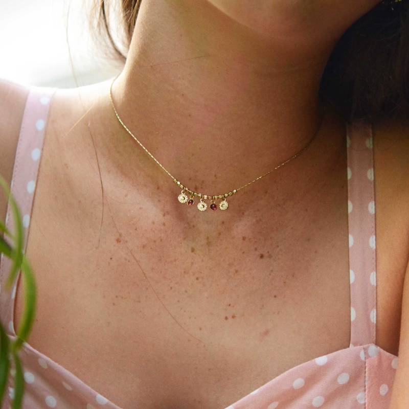 Collier Pampille Doré À L'ore 24 Karat Und Pierres Semi-Précieuses/Collection Maya Multiple von LilyGardenCreation