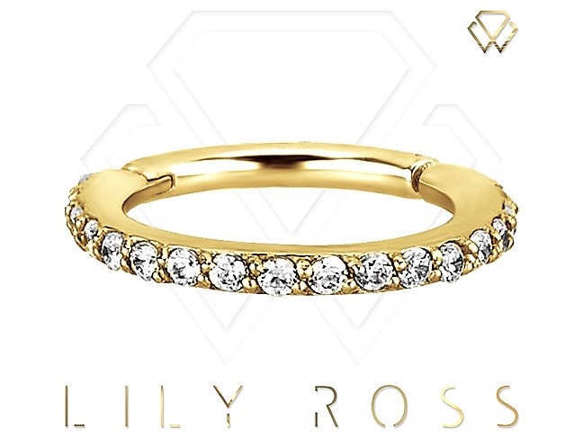 18Ct Solid Gold Conch Piercing Eternity Clicker Mit 5A Grade Weiße Swarovski Cz..kommt in 18G Oder 16G - 8 Mm Bis 12 | Nickelfrei von LilyRossJewelry