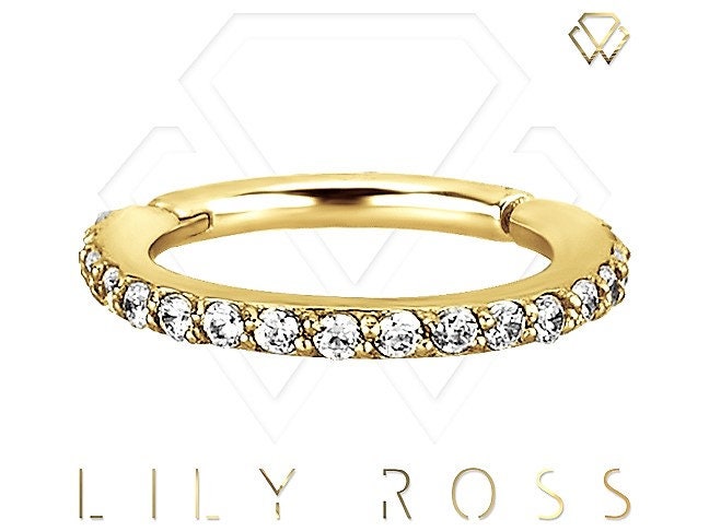 18Ct Solid Gold Conch Piercing Eternity Clicker Mit 5A Grade Weiße Swarovski Cz..kommt in 18G Oder 16G - 8 Mm Bis 12 | Nickelfrei von LilyRossJewelry