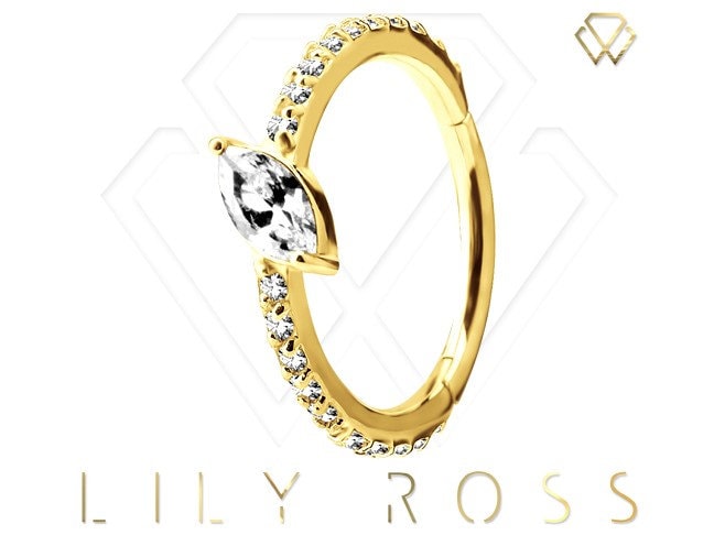 Wunderschönes 18K Solid Gold Conch Piercing Marquise Eternity Clicker Set Mit 5A Grade White Swarovski Cz.. 16G - 11mm | Nickelfrei von LilyRossJewelry