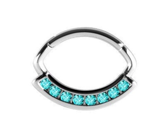 Wunderschönes Daith Piercing Schmuck, Septum Ring Set Mit Türkis Swarovski Cz..316L Chirurgenstahl 16G - 7mm Innendurchmesser von LilyRossJewelry