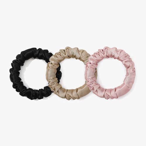 LILYSILK 100% Seide Haargummi Haare Ringe Damen Pferdeschwanz Halter Hairband Haarband aus Seide Verpackung MEHRWEG (Dünn 3er Pack) von LilySilk