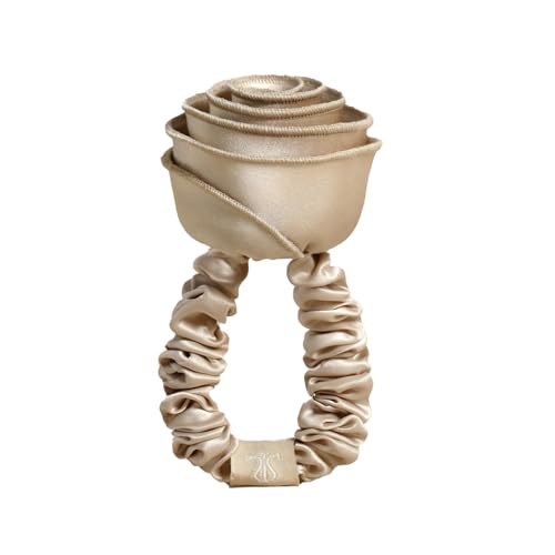 LILYSILK 100% Seiden Haargummi Champagner Rosettenförmiges Haargummi für Damen Haarschmuck Armband Accessoire Romantisches Haarband Stilvolle Haargummis, Gelber Kies von LilySilk