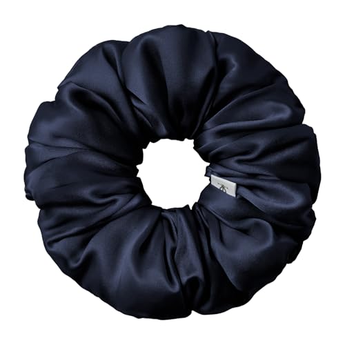 LILYSILK Damen 100% Maulbeerseide Jumbo Haargummi Frauen reine Seide gefüllter Riesen-Pferdeschwanzhalter überdimensioniertes elastisches Haarband große XL Haarschleife von Haarbruch, Dunkel Blau LILYSILK Damen 100% Maulbeerseide Jumbo Haargummi Frauen reine Seide gefüllter Riesen-Pferdeschwanzhalter überdimensioniertes elastisches Haarband große XL Haarschleife von Haarbruch, Dunkel Blau von LilySilk