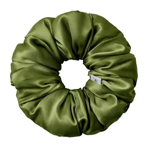 LILYSILK Damen 100% Maulbeerseide Jumbo Haargummi Frauen reine Seide gefüllter Riesen-Pferdeschwanzhalter überdimensioniertes elastisches Haarband große XL Haarschleife von Haarbruch, Dunkles Oliv LILYSILK Damen 100% Maulbeerseide Jumbo Haargummi Frauen reine Seide gefüllter Riesen-Pferdeschwanzhalter überdimensioniertes elastisches Haarband große XL Haarschleife von Haarbruch, Dunkles Oliv von LilySilk