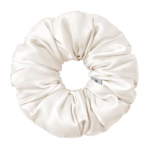 LILYSILK Damen 100% Maulbeerseide Jumbo Haargummi Frauen reine Seide gefüllter Riesen-Pferdeschwanzhalter überdimensioniertes elastisches Haarband große XL Haarschleife von Haarbruch, Elfenbein LILYSILK Damen 100% Maulbeerseide Jumbo Haargummi Frauen reine Seide gefüllter Riesen-Pferdeschwanzhalter überdimensioniertes elastisches Haarband große XL Haarschleife von Haarbruch, Elfenbein von LilySilk