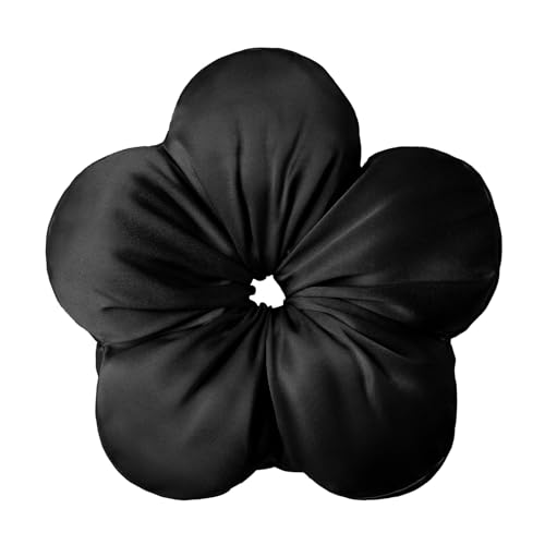 LILYSILK Damen 100% Seide Große Blumenförmige Haargummis mit seidengefüllten Riesen-Ponytailhaltern Jumbo XL Haarschleifen zur Haarpflege(Schwarz) von LilySilk