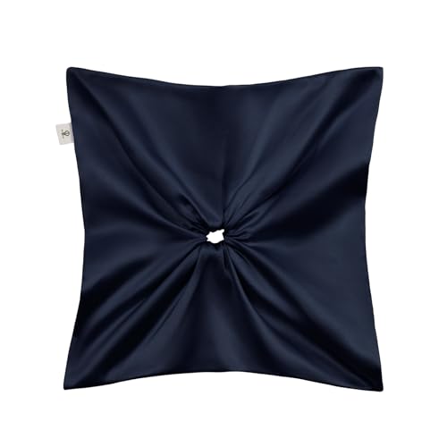 LILYSILK Damen 100% Seide Haarschleifen Haargummis mit Windrad-Quadrat-Design elastische Haarbänder für volle elegante Pferdeschwänze(Dunkelblau) von LilySilk