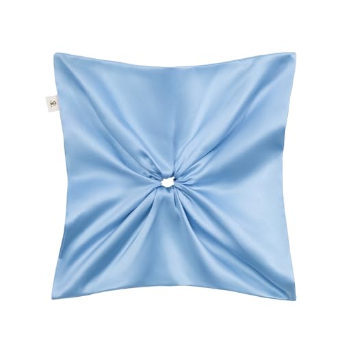 LILYSILK Damen 100% Seide Haarschleifen Haargummis mit Windrad-Quadrat-Design elastische Haarbänder für volle elegante Pferdeschwänze(Eisblau) von LilySilk