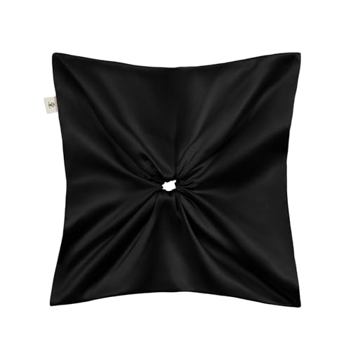 LILYSILK Damen 100% Seide Haarschleifen Haargummis mit Windrad-Quadrat-Design elastische Haarbänder für volle elegante Pferdeschwänze(Schwarz) von LilySilk