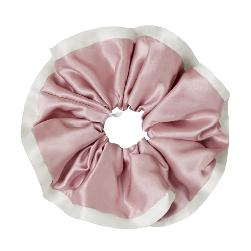 LILYSILK Damen 100% Seide Haarschleifen mit Kontrastkanten Ponytailhalter elastische Haargummis gegen Haarausfall Spliss und Frizz(Altrosa) von LilySilk