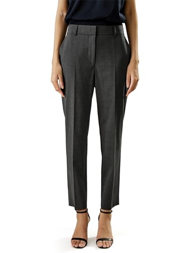 LilySilk 100% Merinowoll-Anzughose für Frauen Stretch Slim Fit Einfarbig Luxuriöse Büro-Arbeits-Business-Hose mit geradem Schnitt(Metallgrau,42) von LilySilk