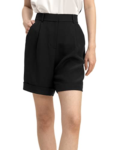 LilySilk 100% Seidenhose für Damen 30MM schwere Crêpe de Chine Seide Sommer Shorts für kausales Geschäft mit Gummibändern(Schwarz,40) von LilySilk