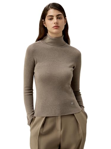 LilySilk Basic Seiden Strickpullover für Damen Vielseitige Seiden Kaschmir Basisschicht mit Slim Fit Reverskragen Herbst Winter(Braun,S) von LilySilk