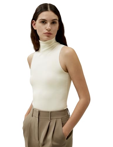 LilySilk Damen Ärmellose Rollkragen Seiden Pullover Minimalistisches Gestricktes Weiches Turtleneck für den Sommer Lässig(Cremeweiß,M) von LilySilk