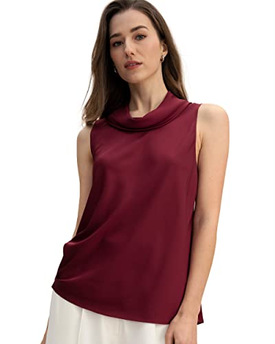 LilySilk Damen Reine Seide Tank Top Frauen 22MM ärmelloses Shirt mit Rundhalsausschnitt Mädchen Sommer Casual Bluse in Rot und Schwarz für Arbeit oder Alltag(Ochsenblut,L) von LilySilk