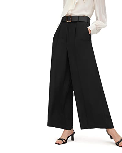 LilySilk Damen Reine Seidenhosen 30 Momme Weitbeinige Lange Hose(SCHWARZ,38) von LilySilk