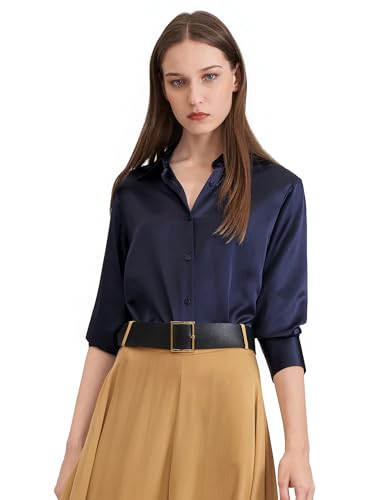 LilySilk Damen Seide Bluse Oberteile mit Knöpfen Langarm Damenmode Button-Down Formelle Arbeit Hemdbluse Shirt Top Langarmshirt von LilySilk