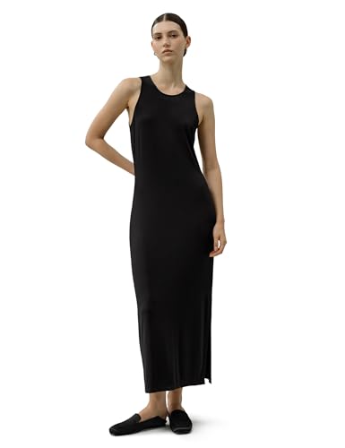 LilySilk Damen Seide Breeze Jersey Maxikleid Ärmelloses Crewneck Slim Maxi Tank Kleid Für Casual Kleider Sommer Wickelkleid Maxikleider Lang Elegant Sommerkleider Schwarz M von LilySilk