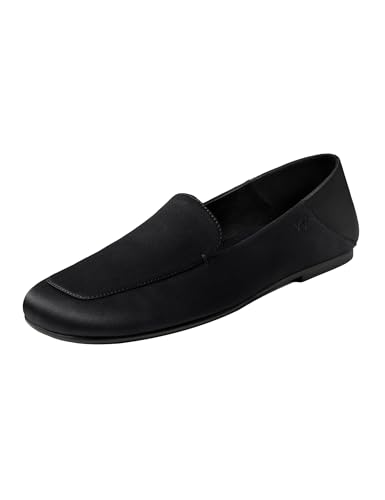 LilySilk Damen Seiden Leder Loafers Bequeme Slip-On Flats Mules mit Klappbarer Ferse Waldläufer Schuhe Flache Mokassins Casual Formal Penny Moccasins für Büro Arbeit​ Schwarz 42 EU von LilySilk