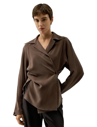 LilySilk Damen Seidenbluse Sandgewaschener Seide 3-in-1-Stil Mehrfachanlass Kombinationsbluse mit variablen Trageoptionen(Toffee,XL) von LilySilk