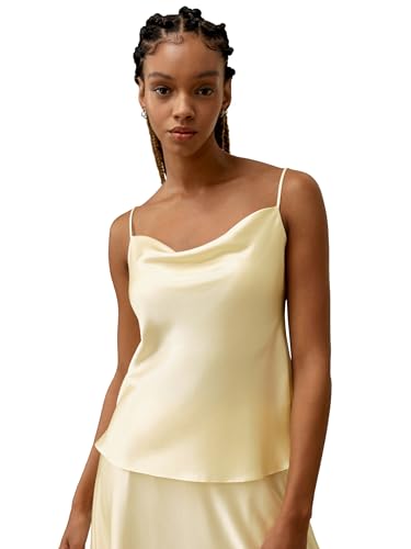 LilySilk Damen-Tanktop aus Reiner Seide goldenes Cocoon-Top mit Wasserfallausschnitt und verstellbaren Schultergurten für die meisten Gelegenheiten(LILYÁUREA® Ungefärbtes Natürliches Gold,34) von LilySilk