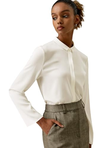 LilySilk Damenbluse aus 22MM Seide langärmelig mit Knopfleiste elegant Casual klassisches Mulberry-Seidentop(Natürliches Weiß,S) von LilySilk