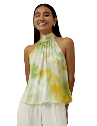 LilySilk Damenbluse aus Reiner Seide mit Blumenprint Ombré und Drapierungen Trägerneck Top für Vielseitige Anlässe(Sommerfantasie,XL) von LilySilk