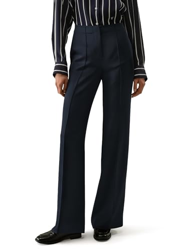 LilySilk Damenhose 100% Seide Straight Leg Figurbetonend Business Style mit Seitentaschen(Mitternachtsblau,40) von LilySilk