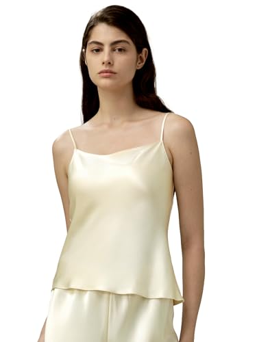 LilySilk Doppelgewebte Seiden-Charmeuse Damen Camisole Mit Verstellbaren Trägern Für Damen 100% Seiden-Top(Lilienweiß,S) von LilySilk